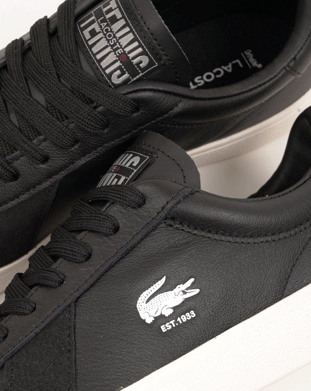 Lacoste Baseshot Pro Leder-Sneaker Schwarz/Cremeweiß