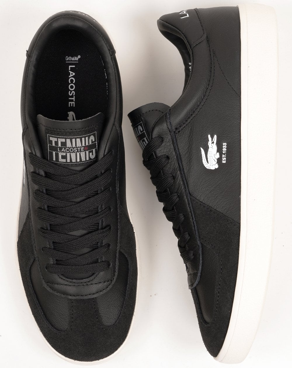 Lacoste Baseshot Pro Leder-Sneaker Schwarz/Cremeweiß