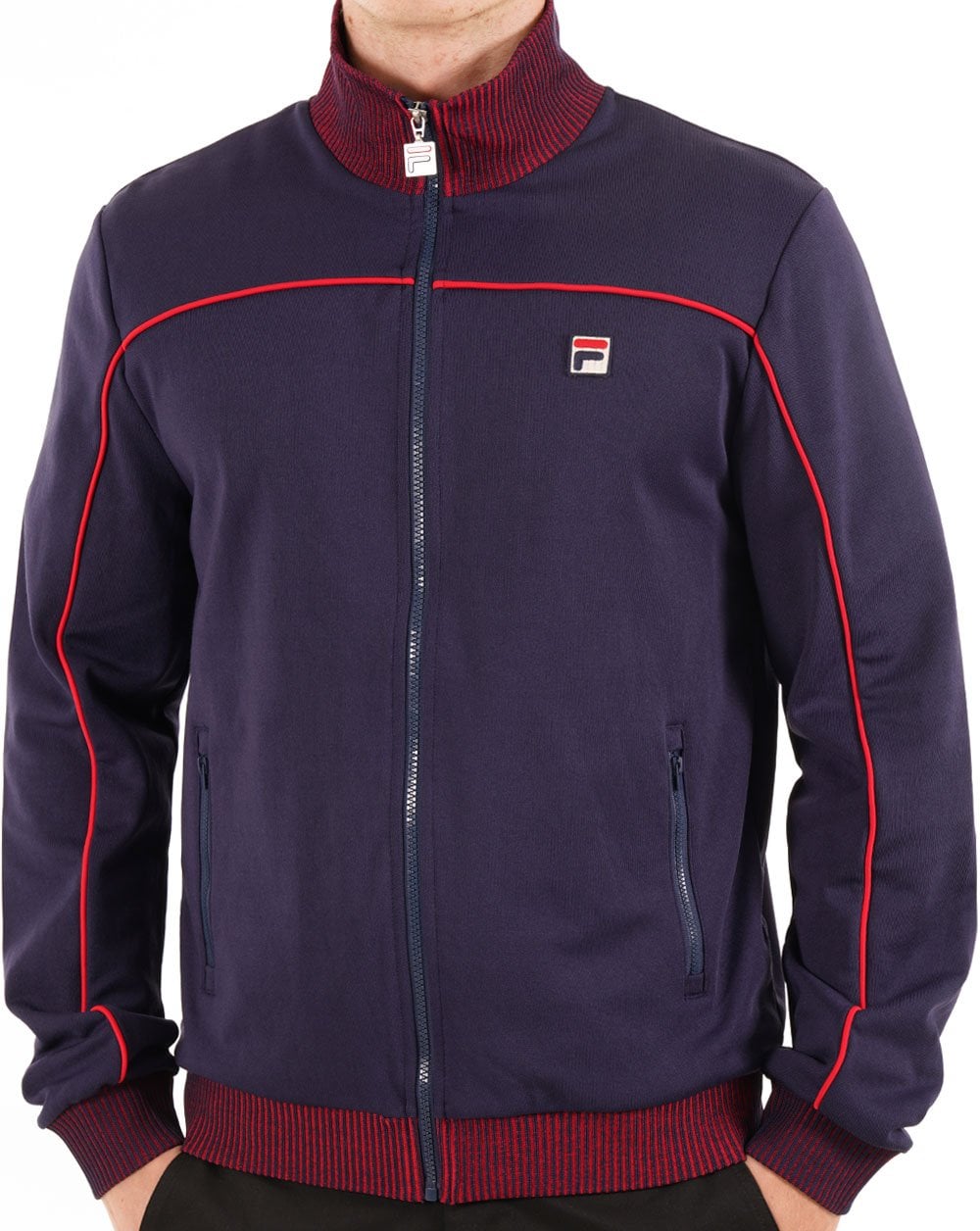 Fila Vintage Trainingsjacke mit Kontrastpaspelierung, Marineblau