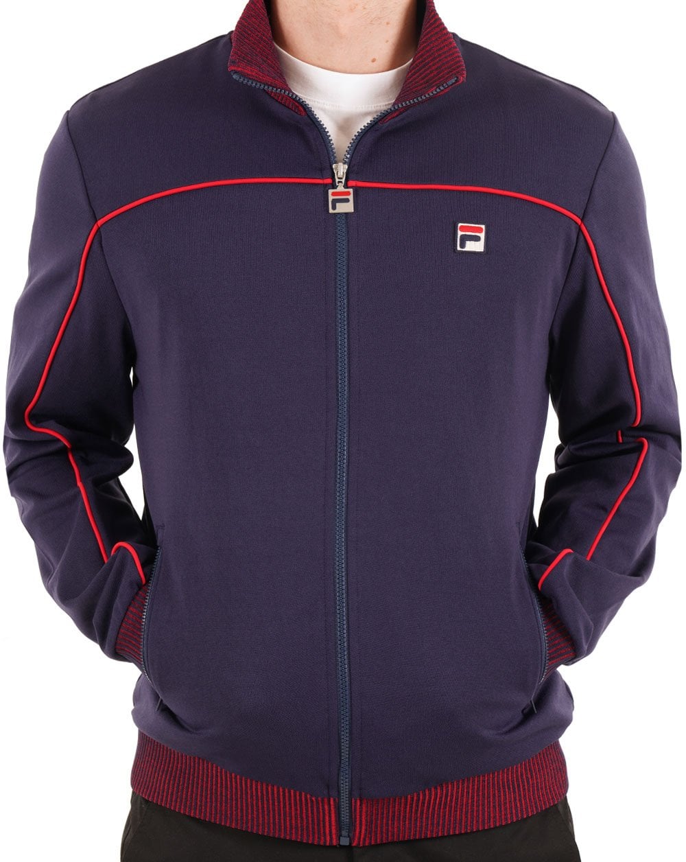 Fila Vintage Trainingsjacke mit Kontrastpaspelierung, Marineblau