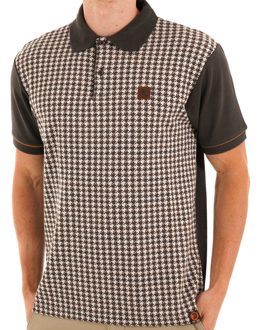Trojan Trojan Houndstooth Panel Polo Charcoal