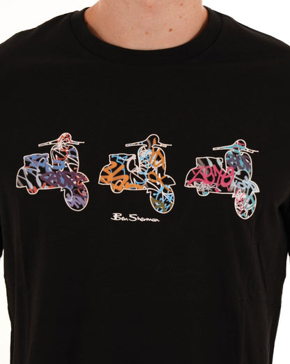 Ben Sherman Scooter Spray T-Shirt Schwarz
