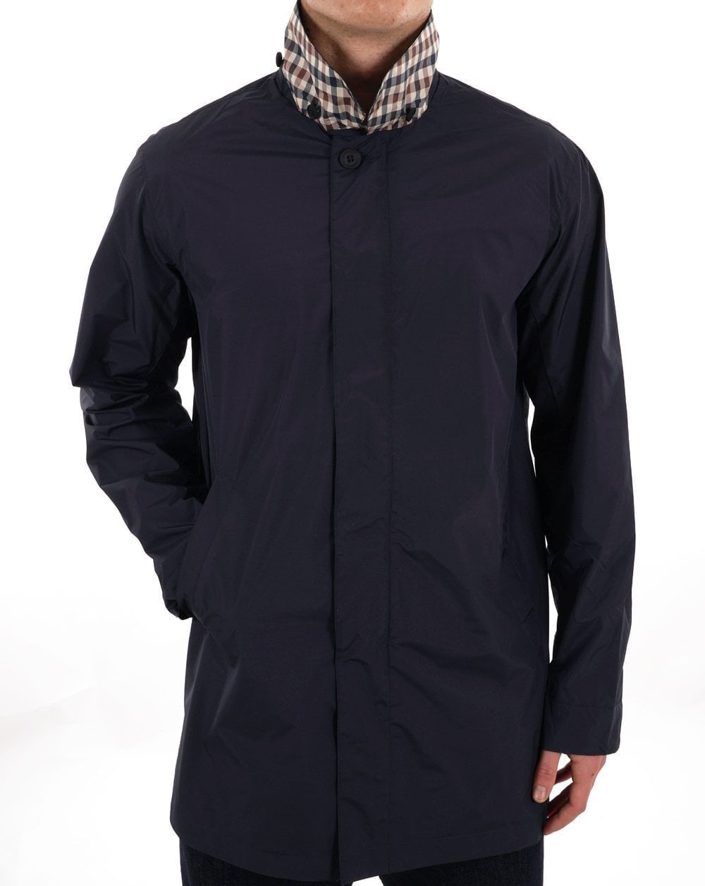 Aquascutum – Packbarer Trenchcoat in Marineblau