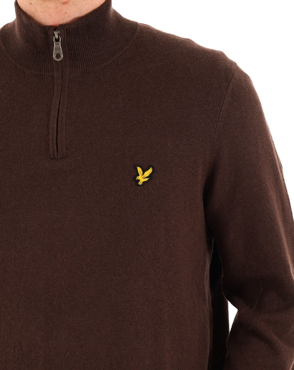 Lyle & Scott Baumwoll-Merino-Pullover mit 1/4-Reißverschluss, Espresso