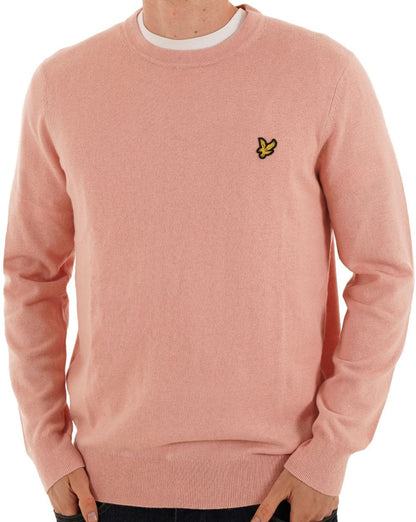 Lyle & Scott Baumwoll-Merino-Pullover mit Rundhalsausschnitt, Blütenrosa