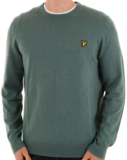 Lyle & Scott Baumwoll-Merino-Pullover mit Rundhalsausschnitt, Agavengrün