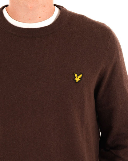 Lyle & Scott Baumwoll-Merino-Pullover mit Rundhalsausschnitt, Espresso