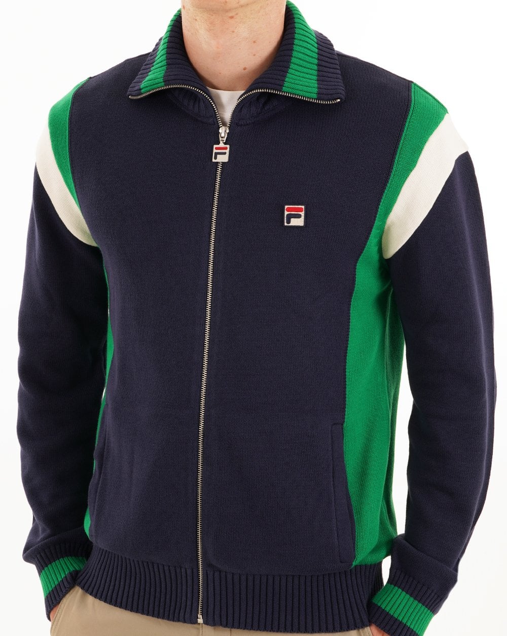 Fila Vintage Cortez Strick-Trainingsjacke Marineblau Grün