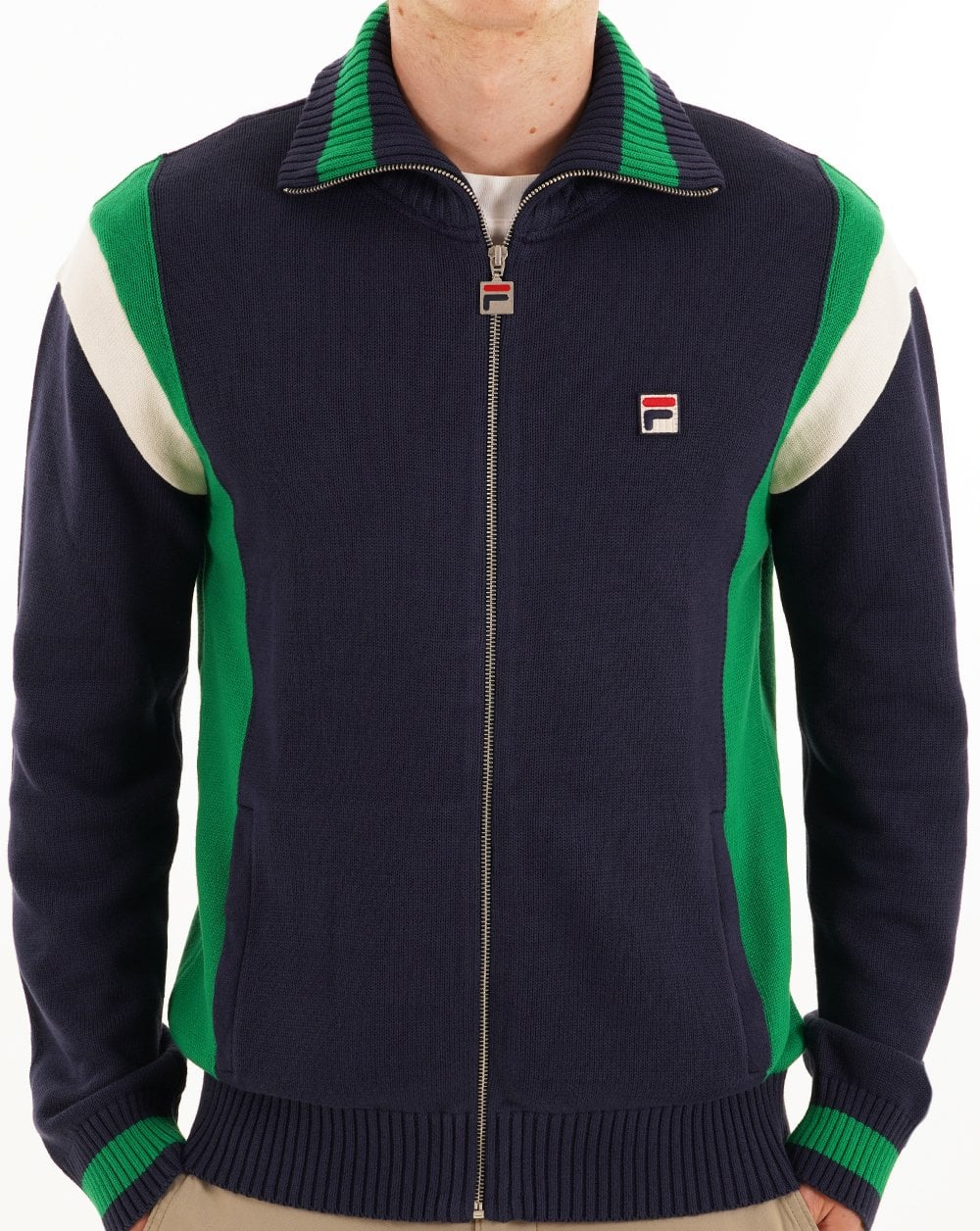 Fila Vintage Cortez Strick-Trainingsjacke Marineblau Grün