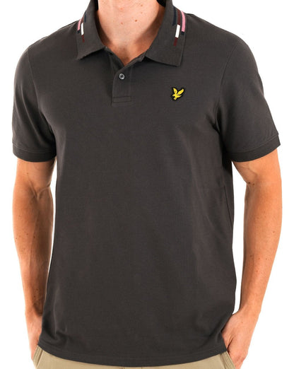 Lyle & Scott Poloshirt mit Streifen und Farbtupfern in Gunmetal