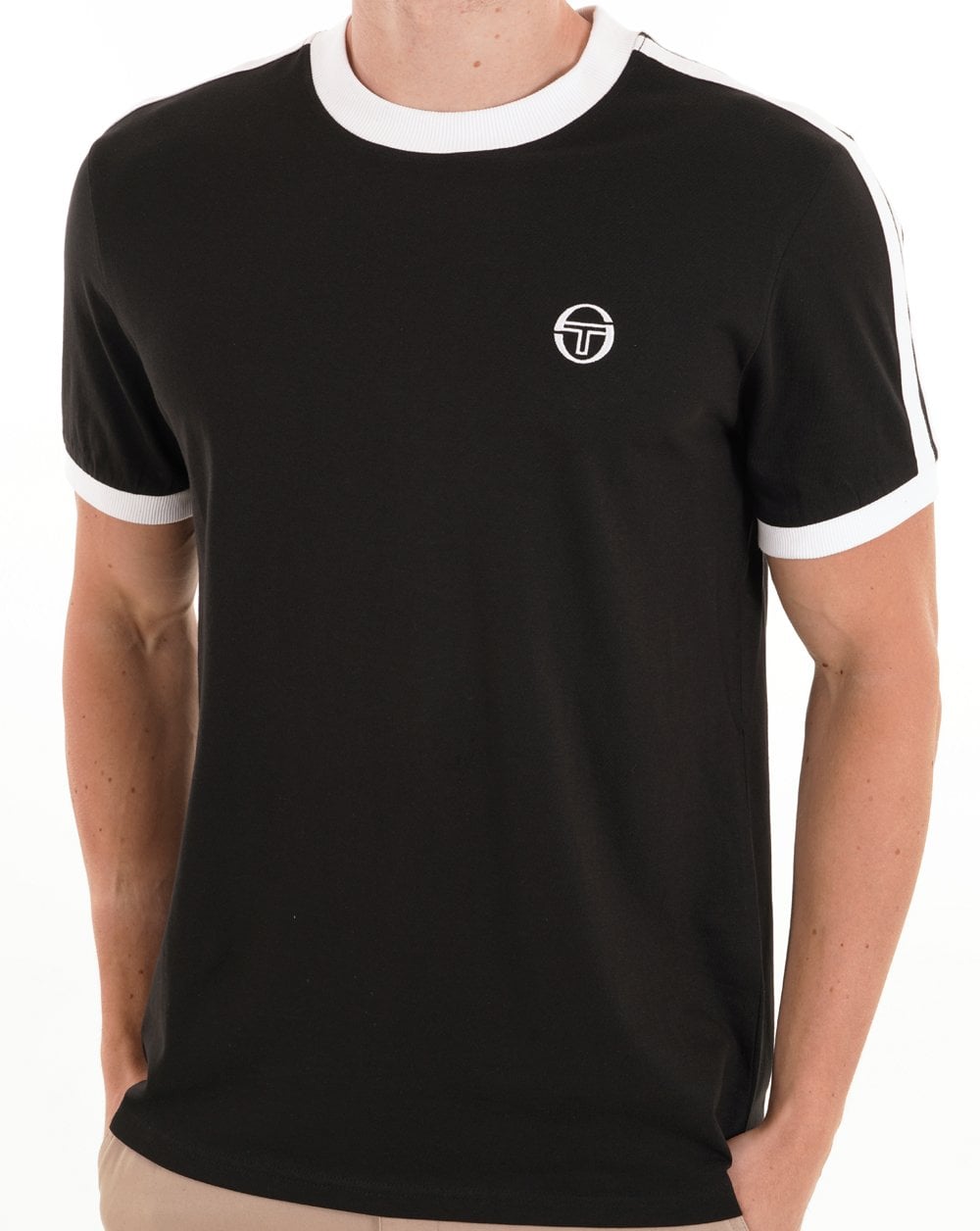 Sergio Tacchini Retro Ace T-Shirt Schwarz Weiß