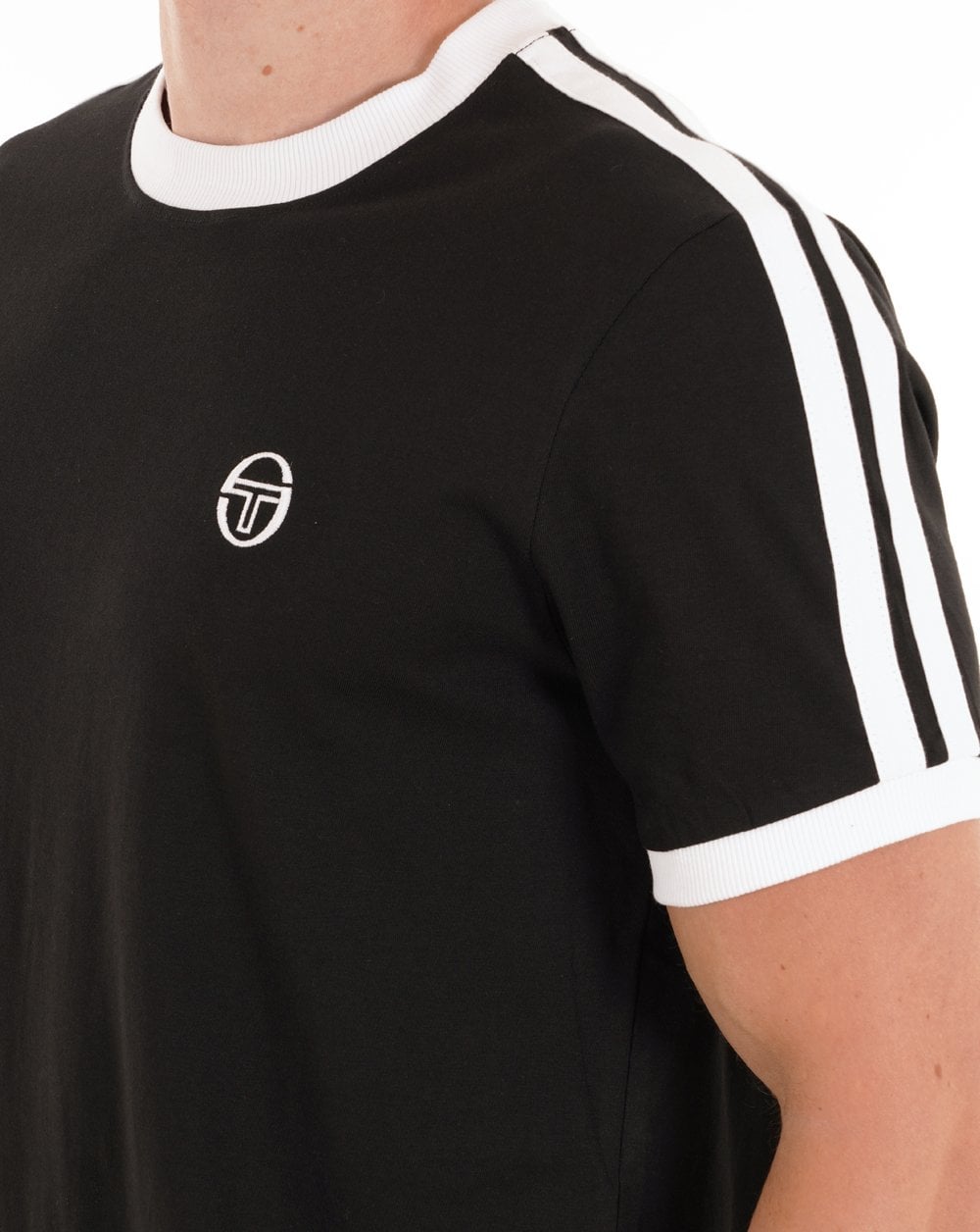 Sergio Tacchini Retro Ace T-Shirt Schwarz Weiß