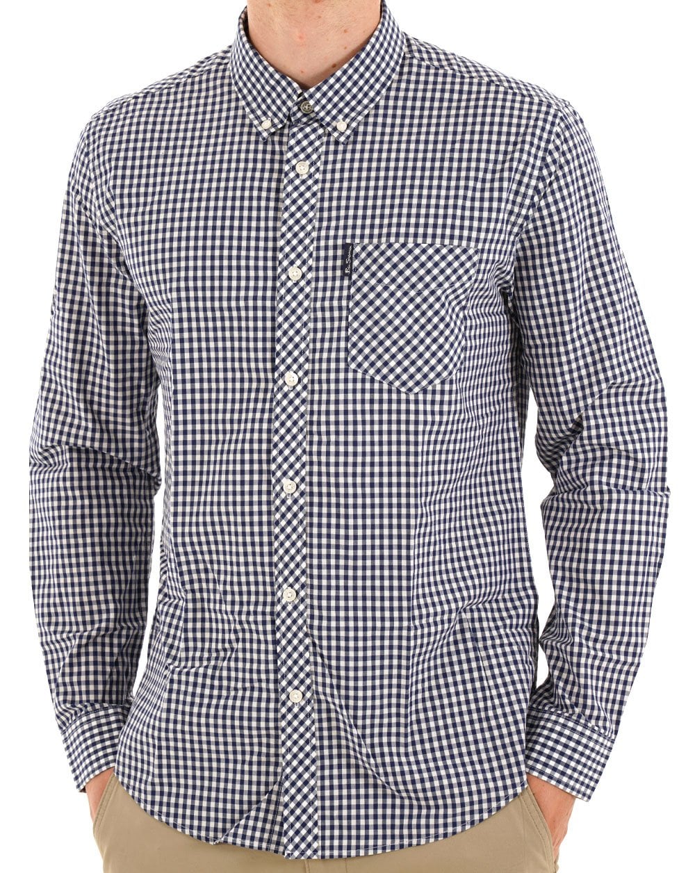 Ben Sherman Signature Gingham Langarmshirt Dunkelblau