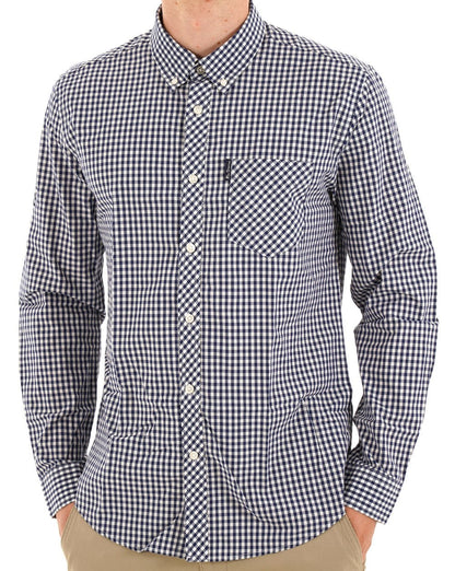 Ben Sherman Signature Gingham Langarmshirt Dunkelblau