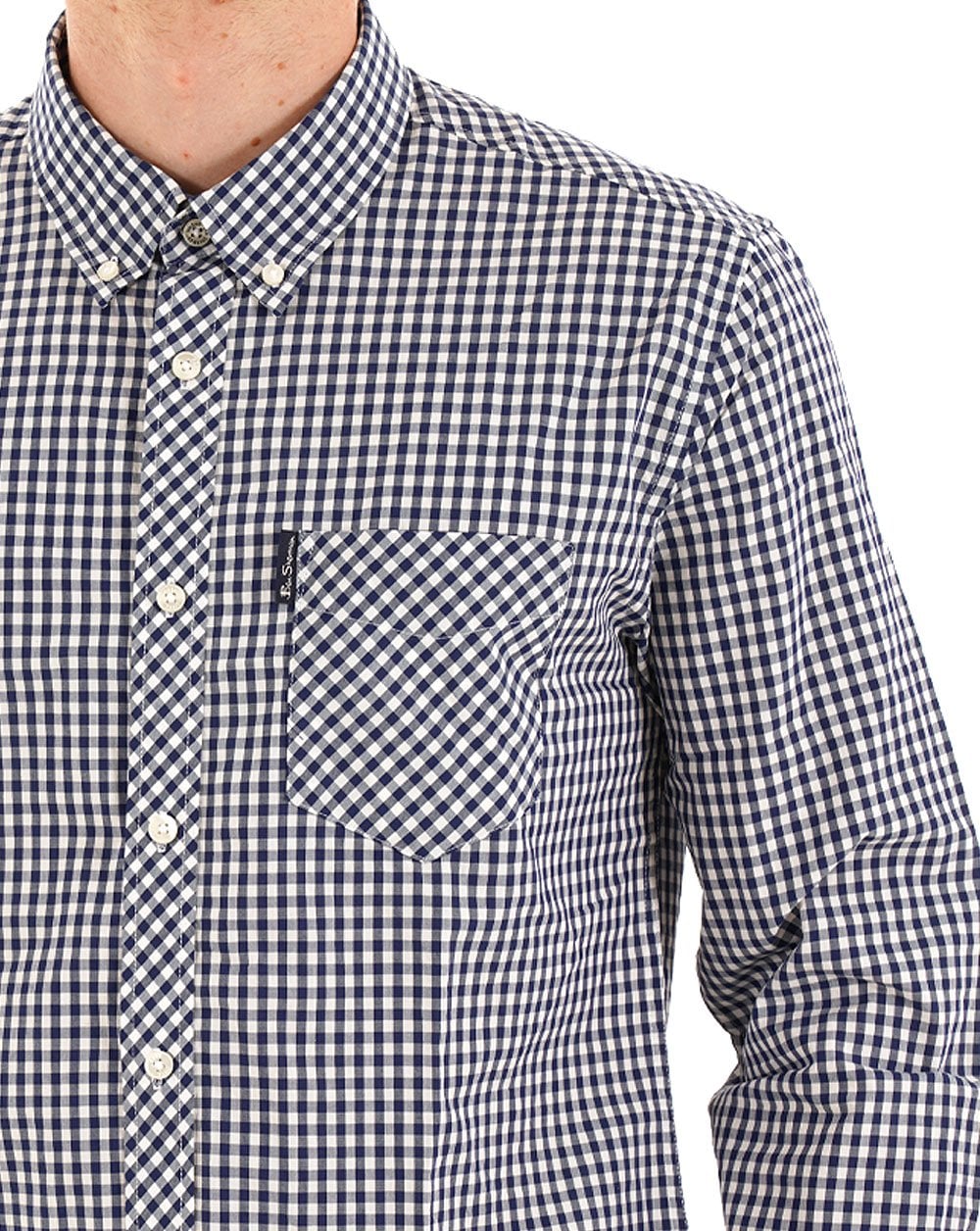 Ben Sherman Signature Gingham Langarmshirt Dunkelblau