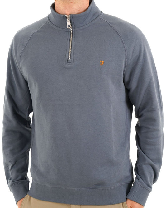 Farah Farah Jim 1/4 Zip Sweatshirt Kreideblau