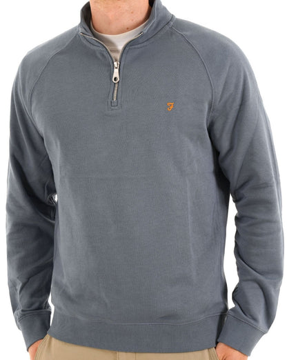 Farah Jim 1/4 Zip Sweatshirt Kreideblau