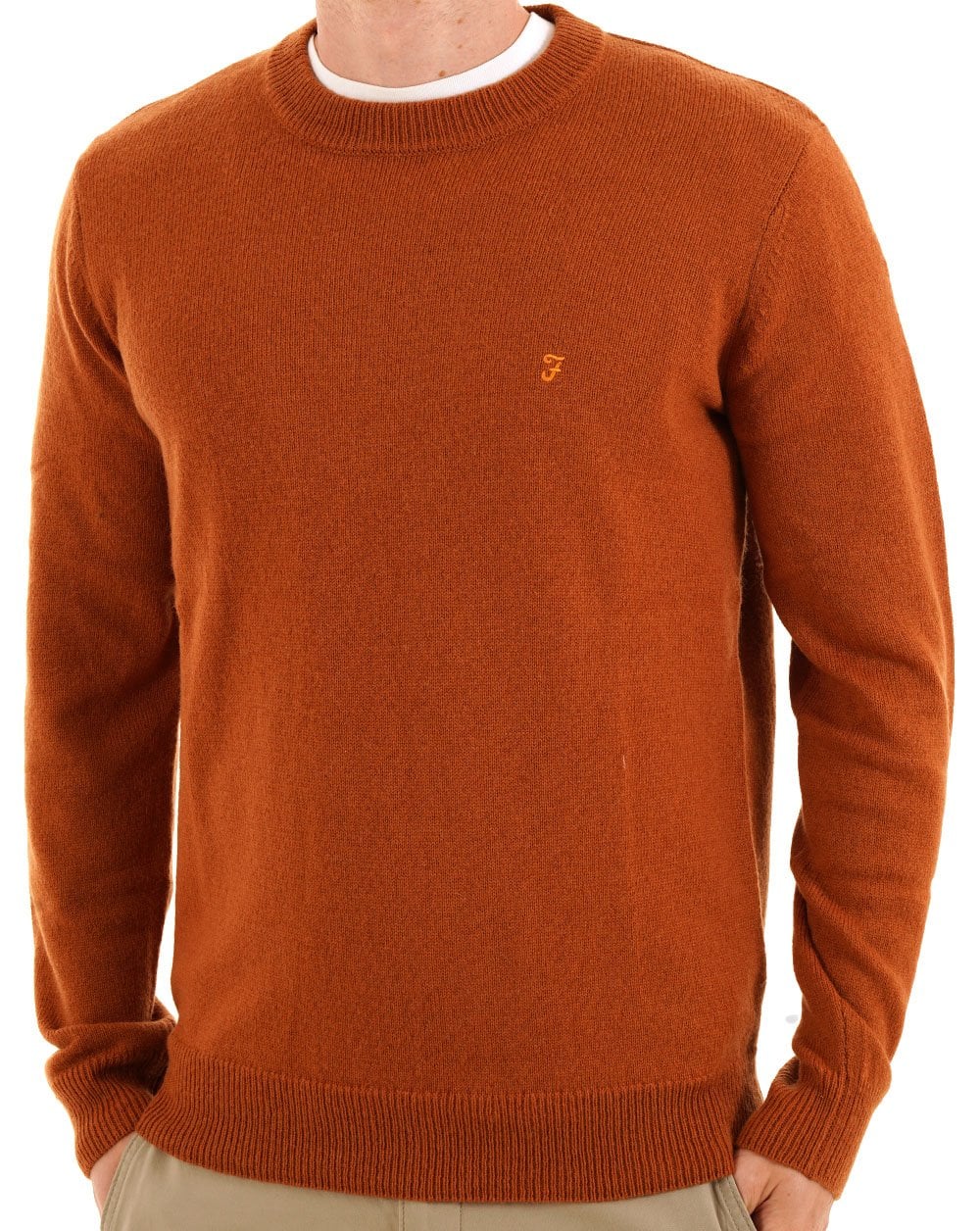 Farah Maidstone Crew Strickpullover, Farbe: Gebrannter Ocker