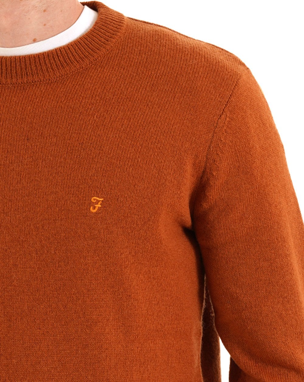 Farah Maidstone Crew Strickpullover, Farbe: Gebrannter Ocker
