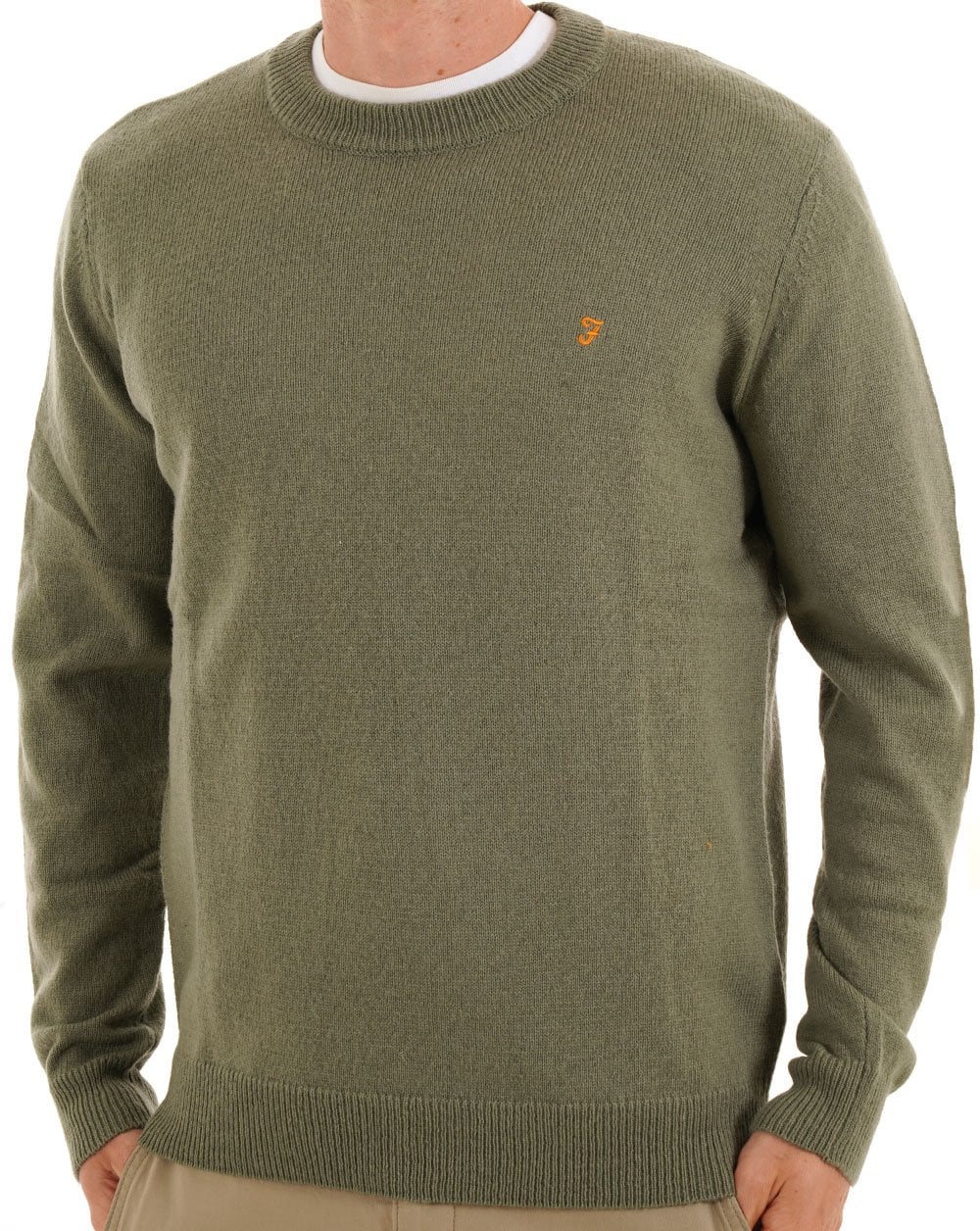 Farah Maidstone Rundstrickpullover Tarragongrün