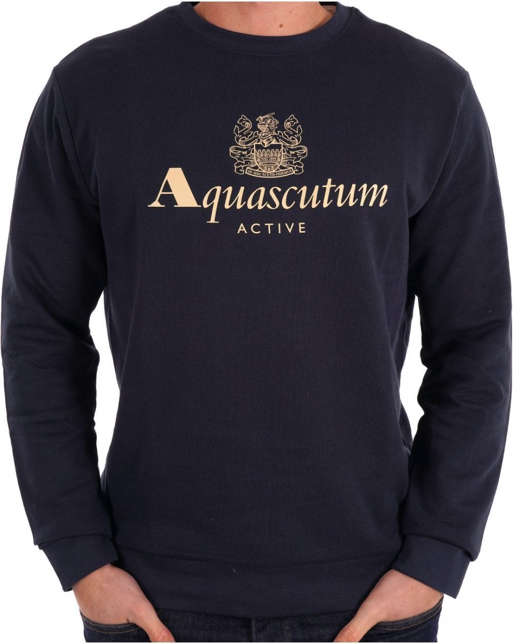 Aquascutum – Sweatshirt mit großem Logo, Marineblau