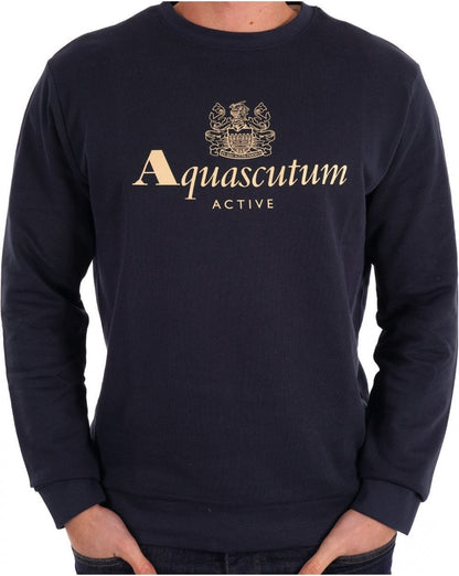 Aquascutum – Sweatshirt mit großem Logo, Marineblau