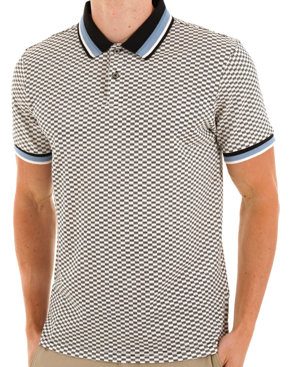 Ben Sherman Polohemd mit Karomuster, Schwarz