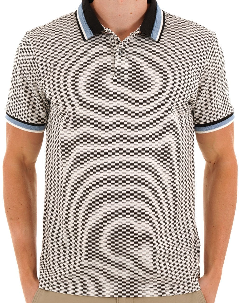 Ben Sherman Polohemd mit Karomuster, Schwarz