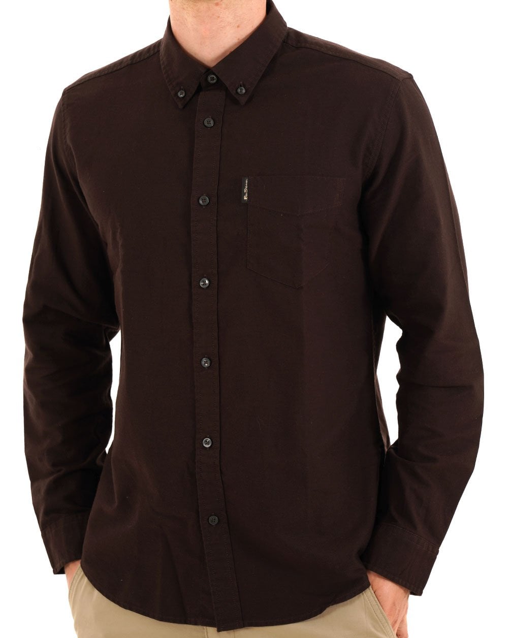 Ben Sherman Signature Langarm-Oxfordhemd, Dunkelbraun