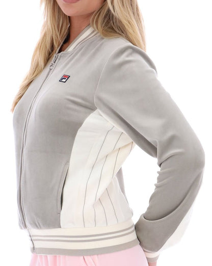 Fila Vintage Jenesis Velours-Trainingsjacke Vintage Grau/Gardenia