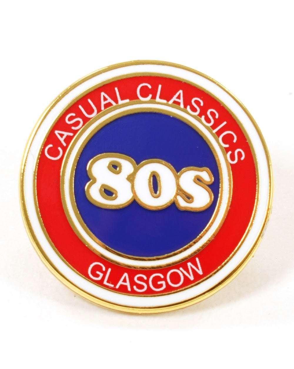 80er-Jahre-Casual-Klassiker: Anstecknadel „Glasgow Elite“ aus den 80ern, blau/rot