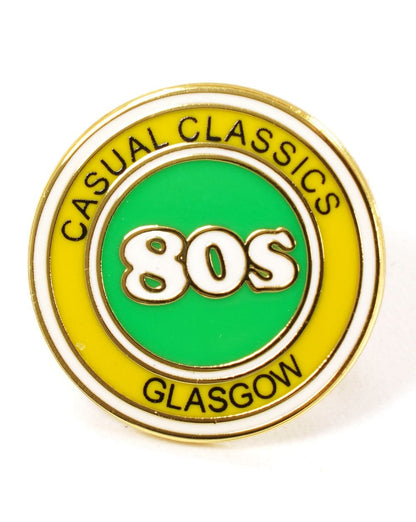 80er-Jahre-Casual-Klassiker: Anstecknadel „Glasgow Elite“ (Grün/Gelb)