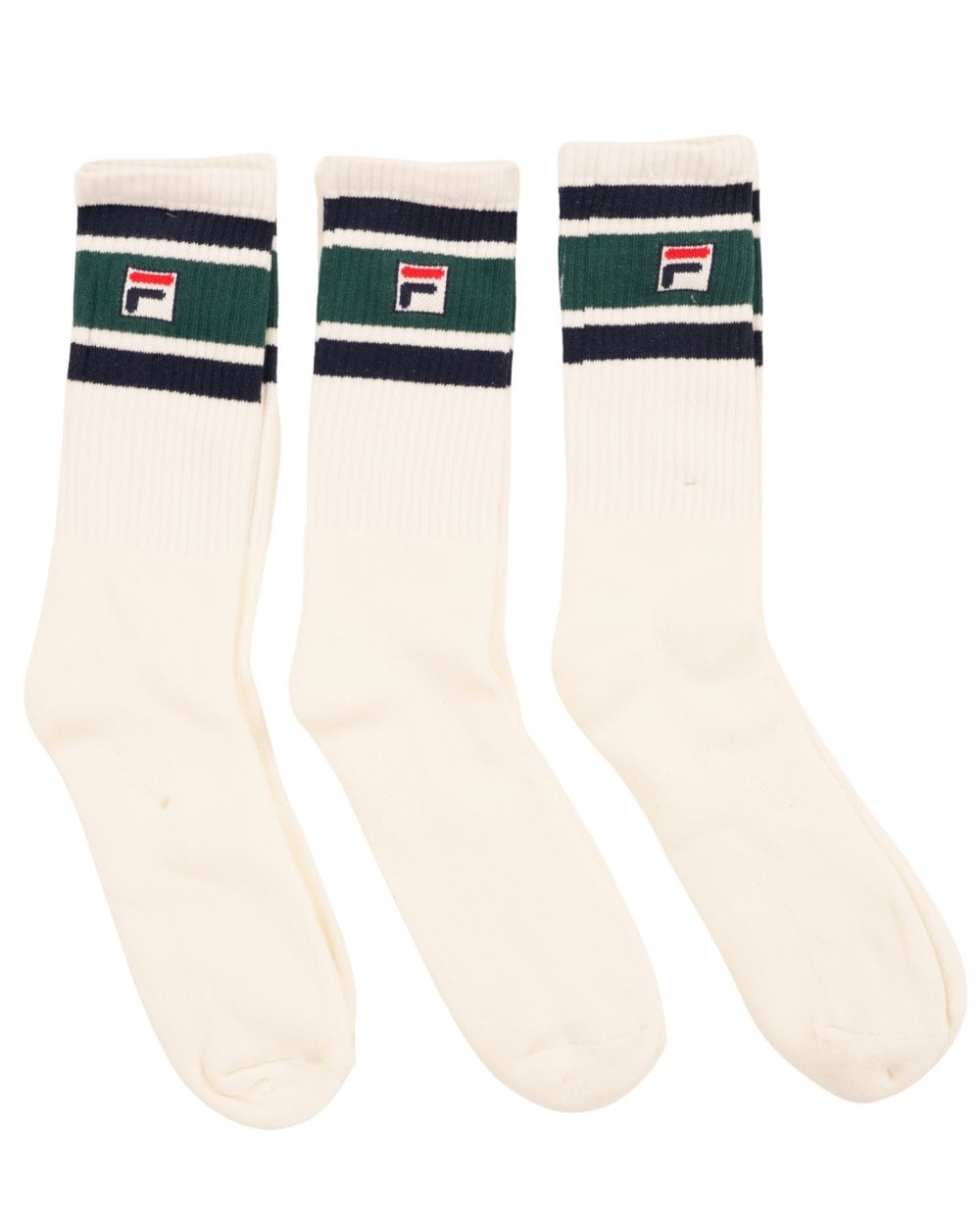 Fila Vintage Russell Crew Socken, 3er-Pack, Gardenia