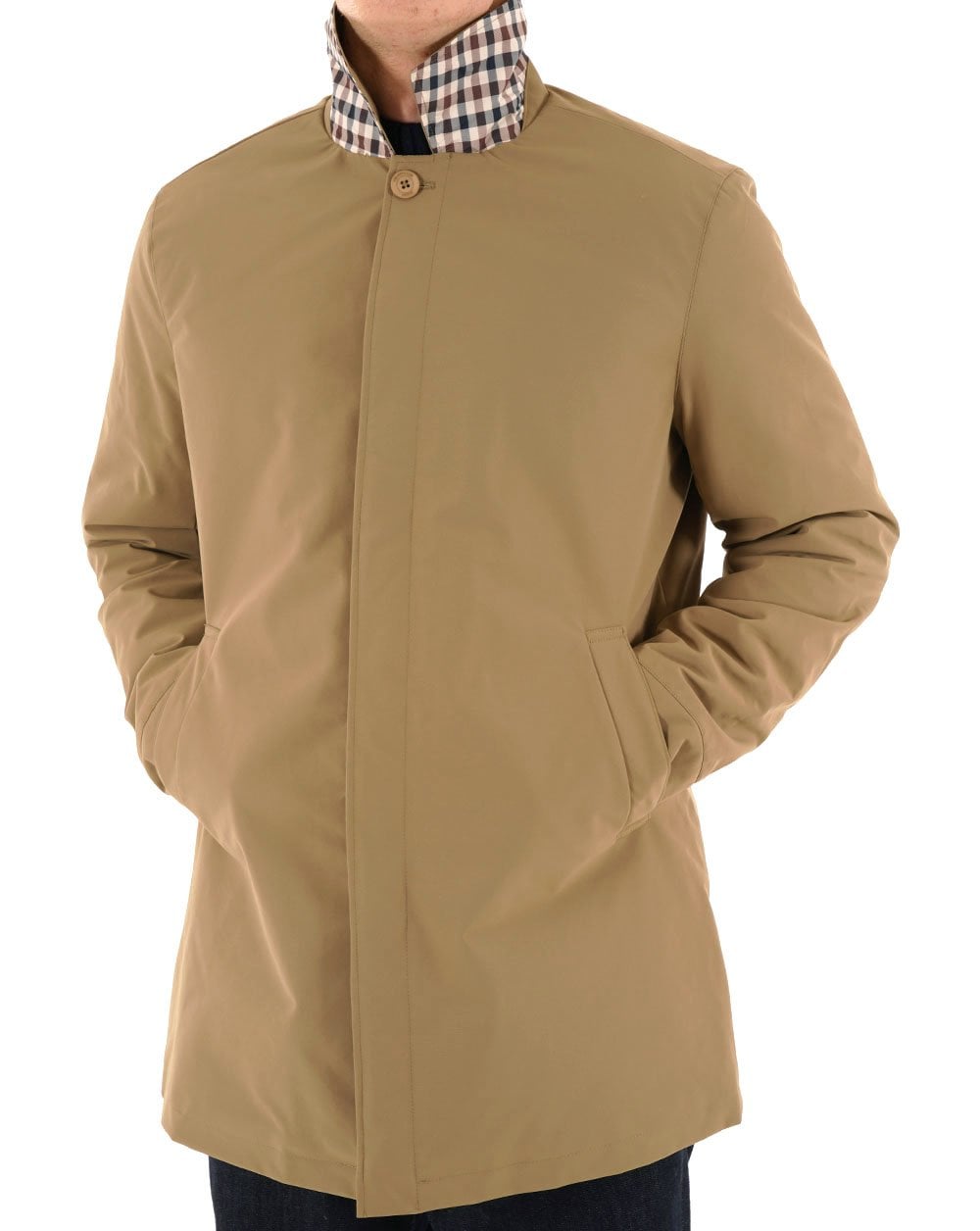 Aquascutum Wattierter Trenchcoat, mittellang, Khaki