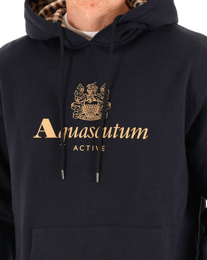 Aquascutum Logo Hoodie Marineblau