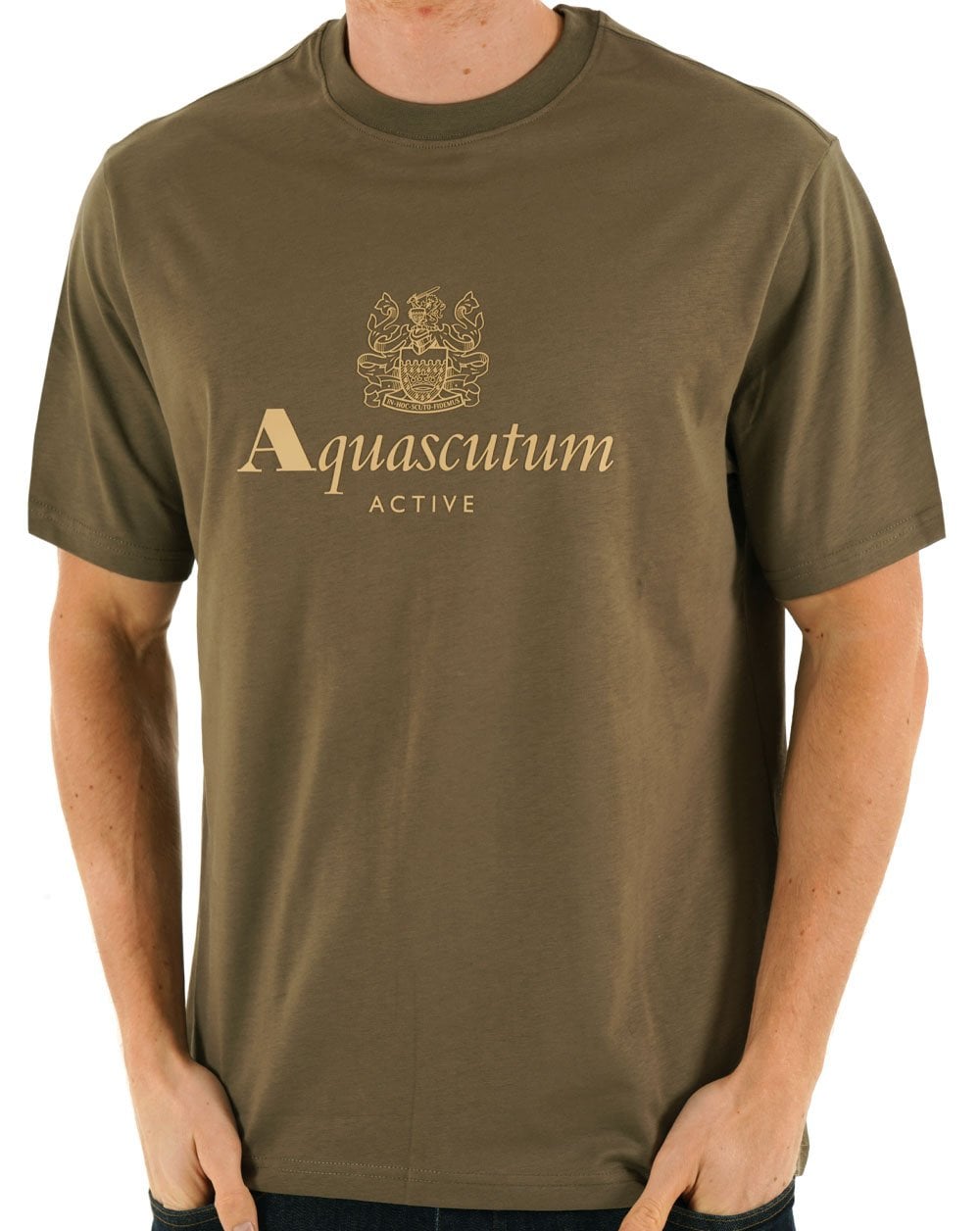 Aquascutum Large Logo T Shirt Khaki