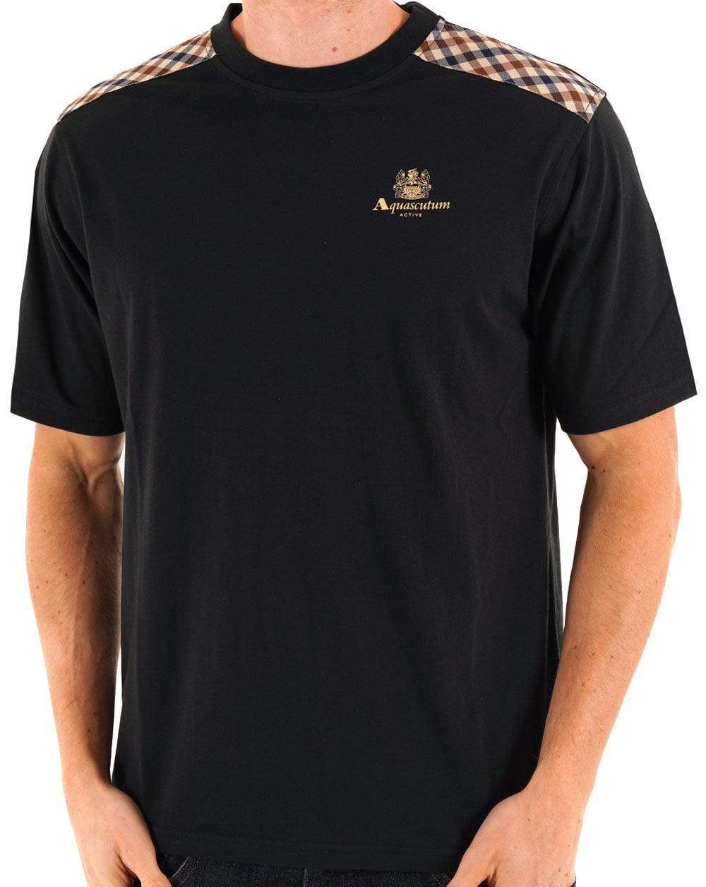 Aquascutum Check Shoulder T-shirt Black