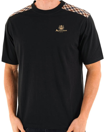 Aquascutum Check Shoulder T-Shirt Schwarz