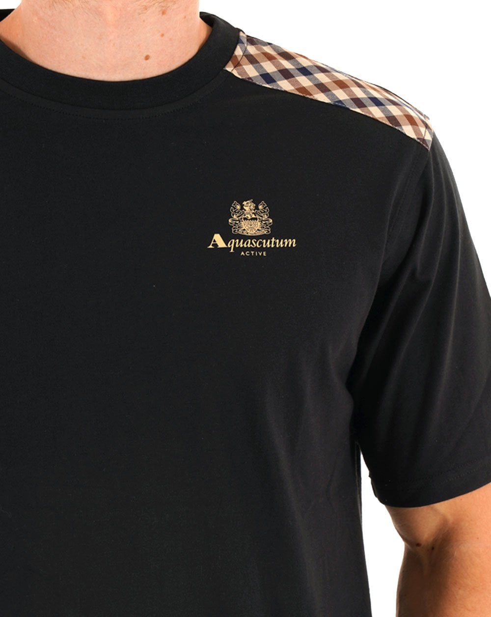 Aquascutum Check Shoulder T-shirt Black