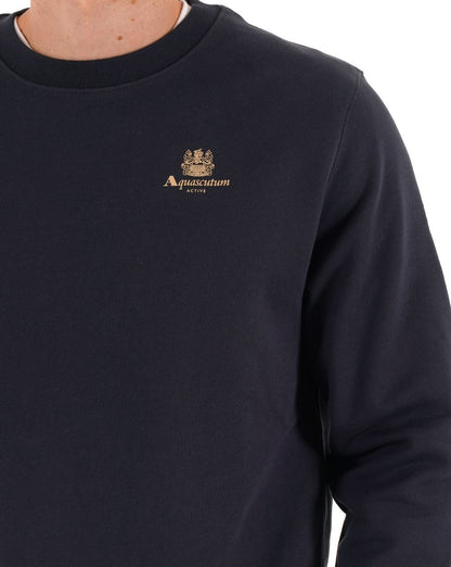 Aquascutum Sweatshirt mit kleinem Logo, Marineblau