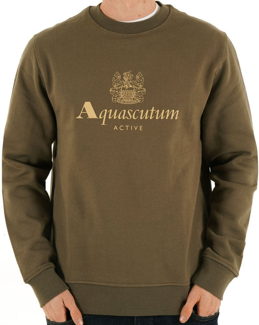 Aquascutum Sweatshirt mit großem Logo, Armeegrün