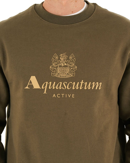 Aquascutum Sweatshirt mit großem Logo, Armeegrün