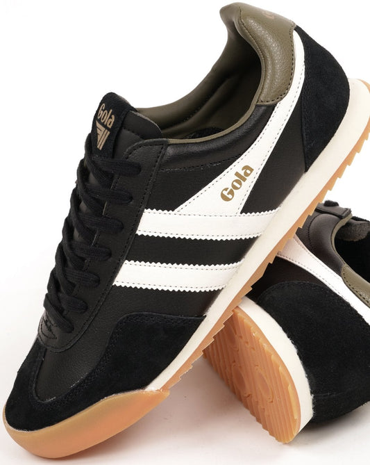 Gola Europa Leder-Sneaker Schwarz/Off-White/Khaki