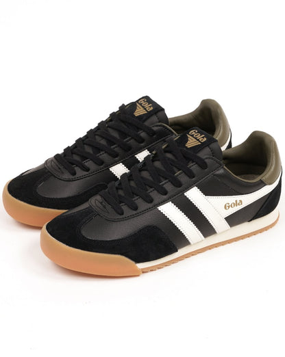 Gola Europa Leder-Sneaker Schwarz/Off-White/Khaki