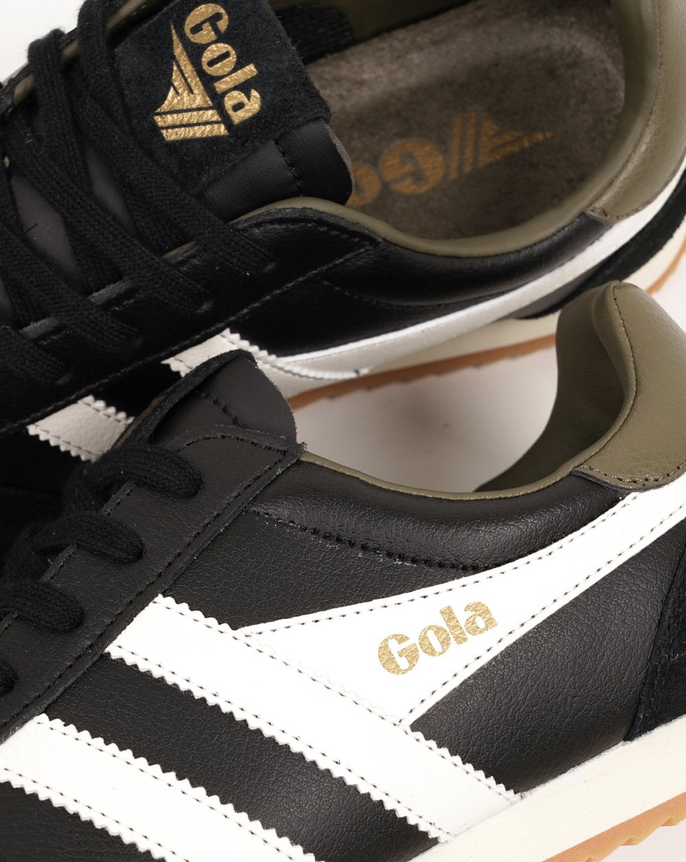 Gola Europa Leder-Sneaker Schwarz/Off-White/Khaki