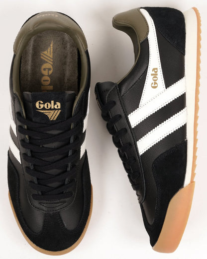 Gola Europa Leder-Sneaker Schwarz/Off-White/Khaki