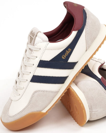 Gola Europa Leder-Sneaker Off-White/Navy/Deep Red