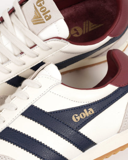 Gola Europa Leder-Sneaker Off-White/Navy/Deep Red