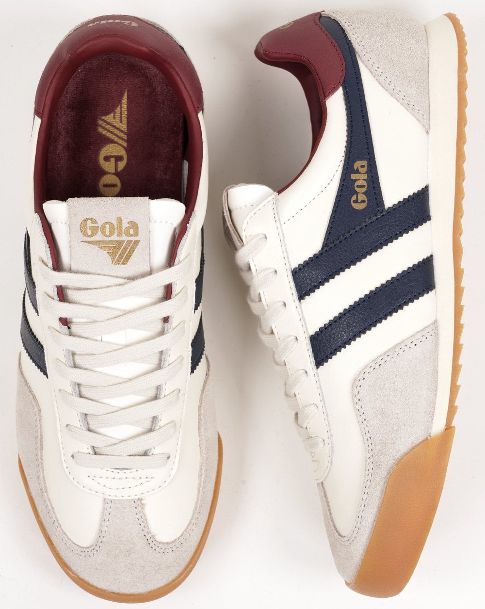 Gola Europa Leder-Sneaker Off-White/Navy/Deep Red