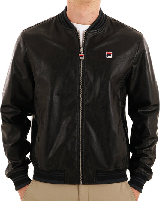 Fila Vintage Settanta Jacke in Lederoptik, Schwarz